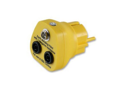 Yellow Schuko Grounding Plug (1 Button, 2 Banana)