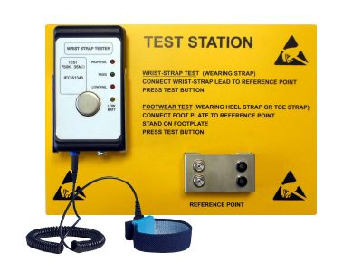 EEBCSTAT Tester per bracciali ESD con pannello istruzioni