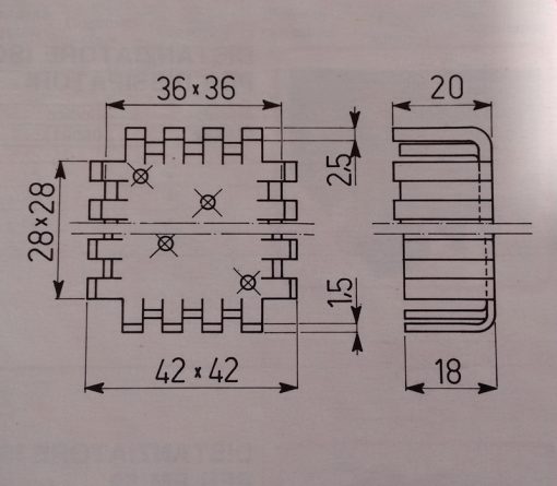 EM3-42 - Dissipatore quadrato 42 x 42 mm