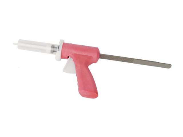 Manual dispensing gun for adhesives, solder paste and flux gel