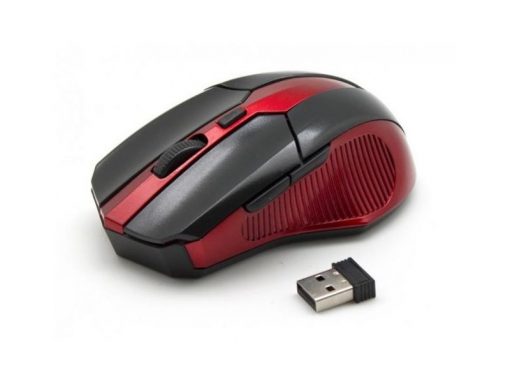 Mouse Ottico 6D Micro Ricevitore USB Wireless 1000-2400 dpi Nero/Rosso