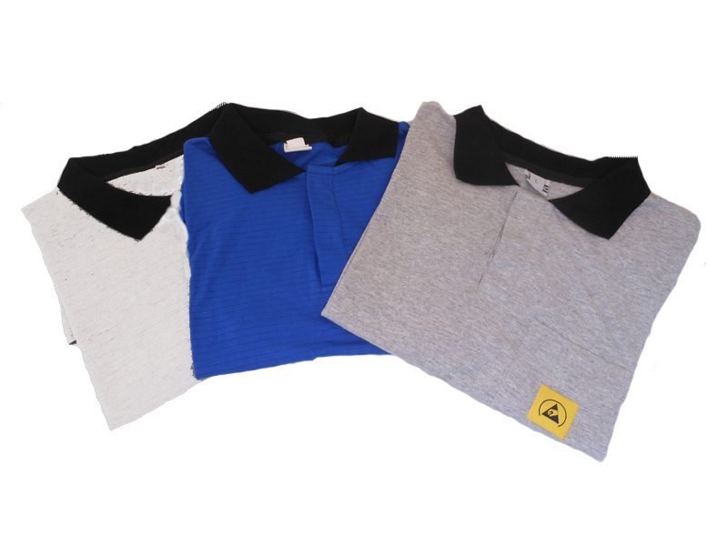 Anti-static ESD Polo Shirt (White, Grey, Blue – XS/XXL)