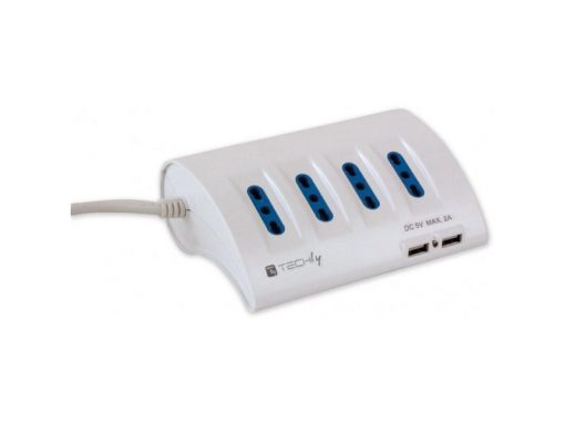 Multipresa elettrica da scrivania 4 Posti con presa Schuko e 2 Porte USB