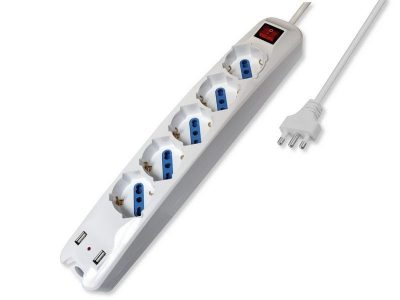 Multipresa elettrica 5 posti con 2 USB