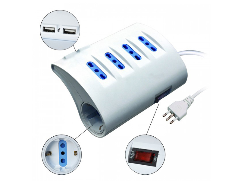 Multipresa da Tavolo 4 Posti + Schuko con 2 Porte USB