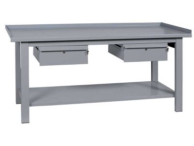 BM/1C - Workbench with 2 Drawers and lower Shelf, Grey painted Steel (3 Sizes)