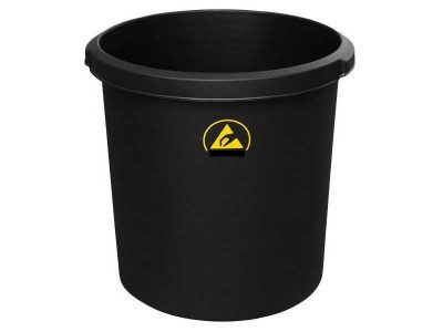 ESD Safe Conductive Waste Basket (Black PP, 18L)
