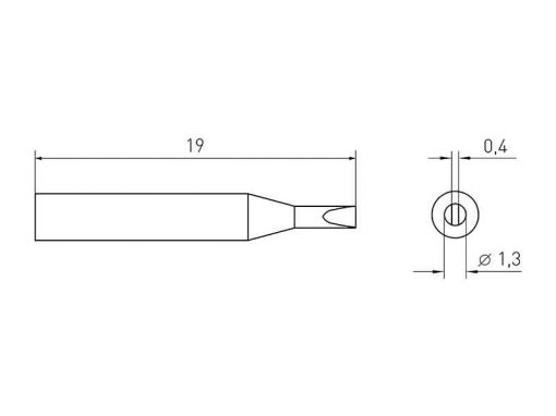 Weller RTM 013 S (RT 3) (T0054460399N) - RT Micro Series - Soldering Tip Chisel Ø 1.3x0.4mm