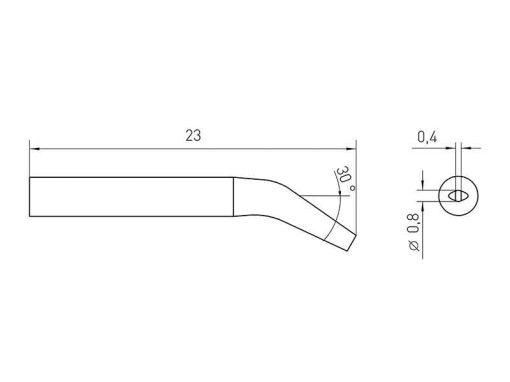 RTM 008 S X Weller (RT 5 30°) (T0054460599N) – Punta saldante RT Micro a cacciavite curva Ø 0.8x0.4mm