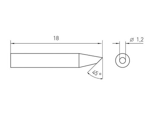 RTM 012 B Weller (RT 6 45°) (T0054460699N) – Punta saldante RT Micro taglio sbieco Ø 1.2mm