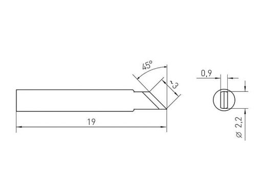 RTM 030 K Weller (RT 7 45°) (T0054460799N) – Punta saldante RT Micro taglio sbieco Ø 0.9x2.2mm