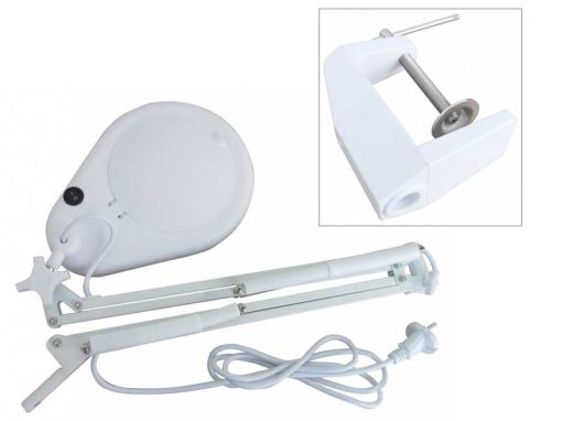 LED Illuminated Bench Magnifier Class-A (Ø127mm, 5D) - Structure and Fixing Clamp Details