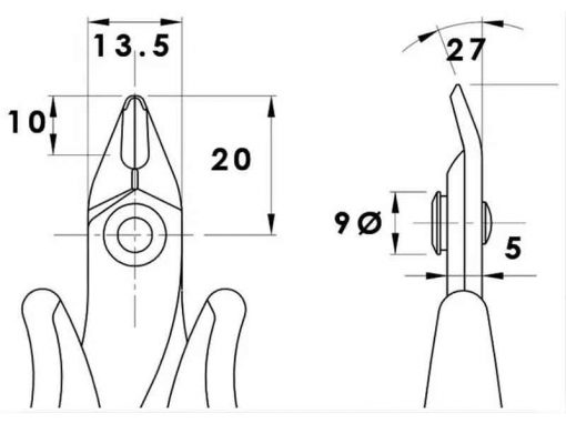 Piergiacomi TR 25 - Cutter for Delicate Applications in Electronics | Dimensions