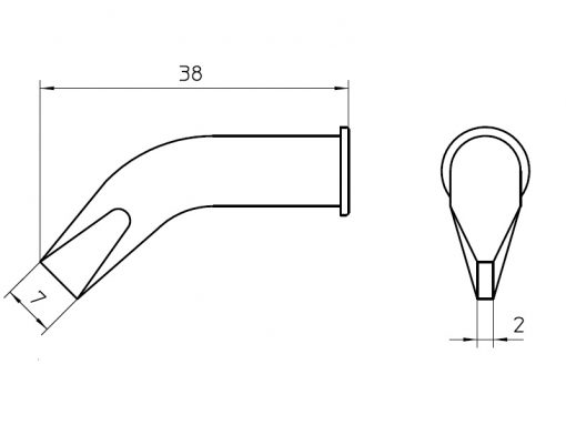 Weller LHT EX (T0054446199) - Soldering Tip Chisel Bent 7 x 2 mm