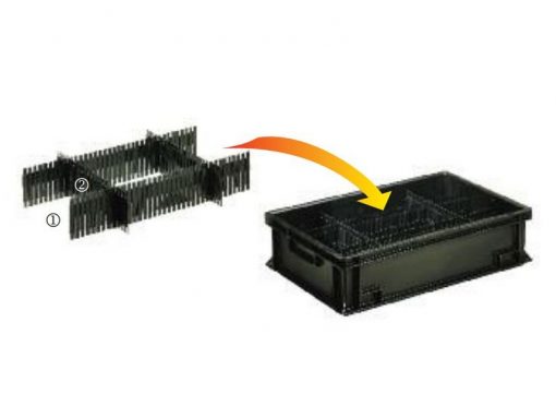Divisori conduttivi componibili per contenitori antistatici Newbox