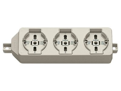 Vimar VZ01287 - Multiple Socket Universal Ivory (3 Outlets)