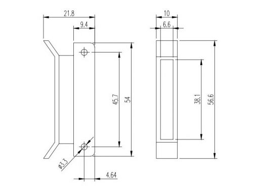 ECS-37 - Estrattore Microtel per PCB 1,6mm fissaggio a vite | Disegno tecnico