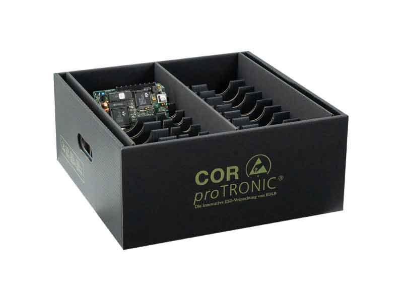 Hans Kolb TSC In-Plant Handler made of CORproTRONIC ESD Safe Cardboard - Box and Compartments Hans Kolb TSC In-Plant Handler made of CORproTRONIC ESD Safe Cardboard - Box and Compartments