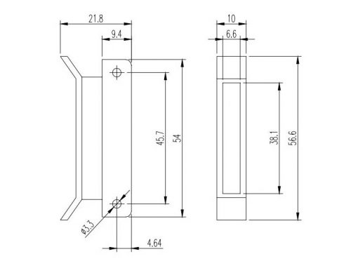 ECS-36 Estrattore per PCB 1.6mm, fissaggio a pressione| Disegno tecnico