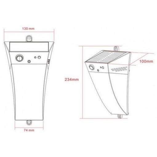 Lampada solare a LED Techly - Disegno tecnico