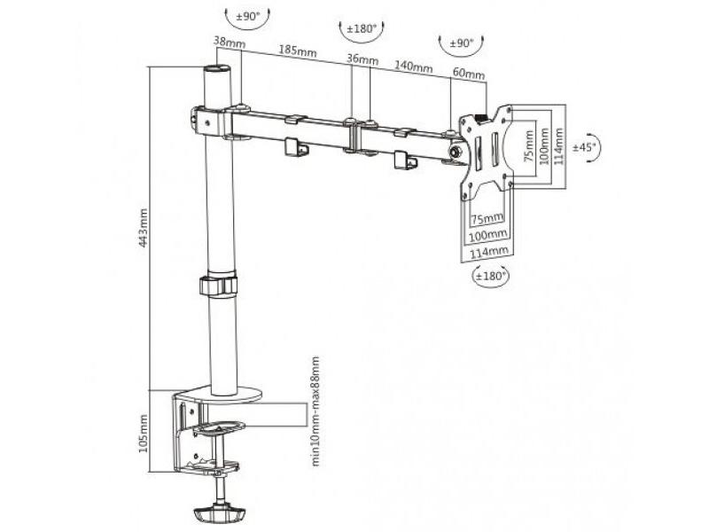 Supporto da Scrivania Braccio per Monitor 13-32 e Mensola per Laptop -  Supporti TV Monitor da Scrivania - Staffe e Supporti - Multimedia