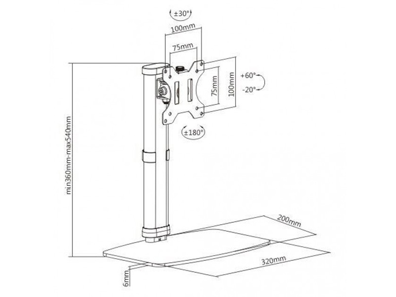 Supporto da scrivania per TV monitor LCD/LED 17-27 pollici