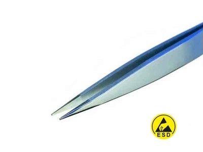 00 ESD SA - Piergiacomi Anti-static Tweezers (Flat and Thick Tips, 120mm)
