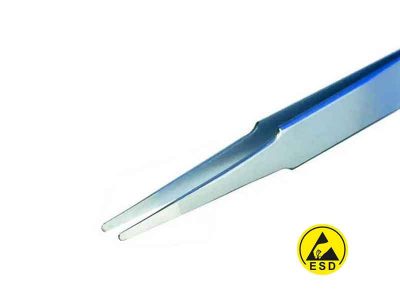 Piergiacomi 2A ESD SA - Anti-static Tweezers (Flat Tips, Rounded, 120mm)
