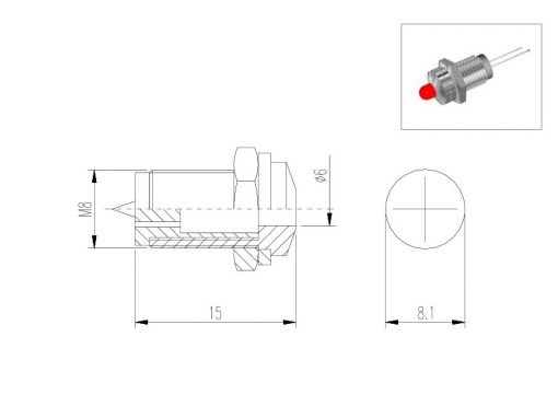 GPL 90 - LED Holder without LED (Ø5mm) - Dimensions