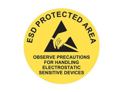 Etichetta adesiva rotonda ESD PROTECTED AREA (Ø30cm)