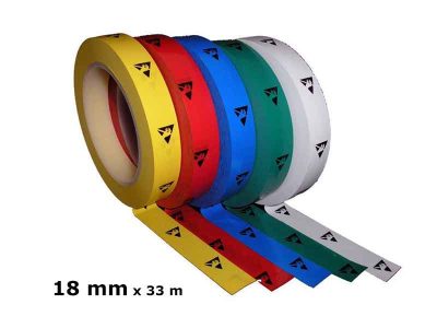 Nastro adesivo antistatico con simbolo ESD (18mmx33m, 5 colori)