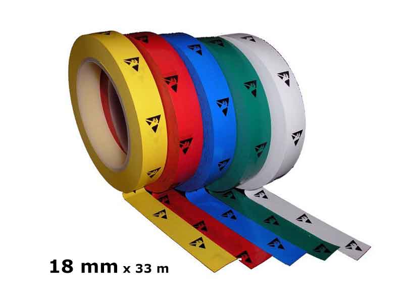 Nastro adesivo antistatico con simbolo ESD (18mmx33m, 5 colori) Nastro adesivo antistatico con simbolo ESD (18mmx33m, 5 colori)