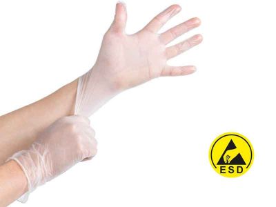 ESD Anti-static Disposable Gloves PVC (S-XL, 100pcs)