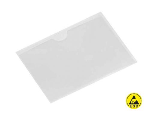 Tasca portaetichette adesiva trasparente ESD (115×83mm)