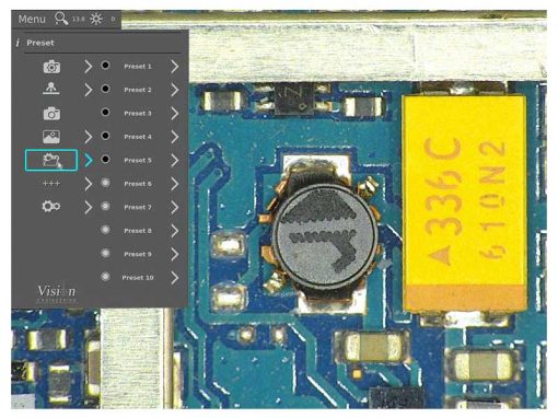 Microscopio digitale VE Cam di Vision Engineering - Preset