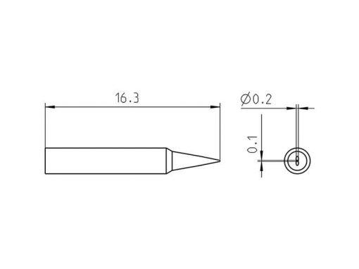 Weller RTP 002 S MS (T0050102199) - RT PICO Soldering Tip | Technical Drawing