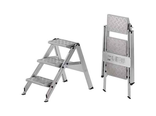 Kick Stop Folding Metal Ladder 3 Steps