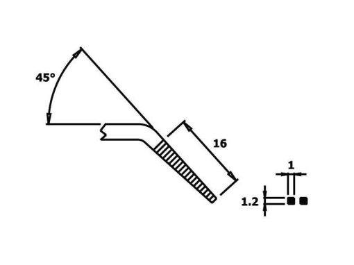 PNB2005 – Pinza Piergiacomi (becchi lunghi a punta, zigrinati, piegati) - Disegno