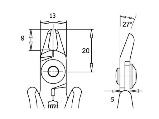 TTR 5000 – Tronchese al tungsteno Piergiacomi (taglio smussato, robusto) - Disegno tecnico