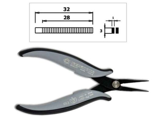Piergiacomi PN 2007 D - ESD Flat-Nose Pliers (Long Serrated Jaws)