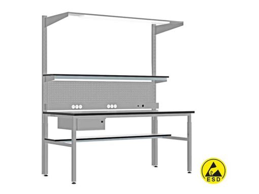 El.Mi SMART fully equipped ESD safe workbench (180x85 H80/85/90 cm) - Standard version