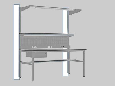 Couple of Uprights for El.Mi SMART Workbenches (H200cm)