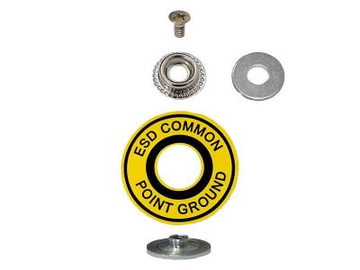 Grounding Point Kit with Label for ESD Mats (Male Snap Ø10mm)