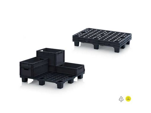 Pallet antistatico ESD con bordo di sicurezza (5.66kg) - Piedini