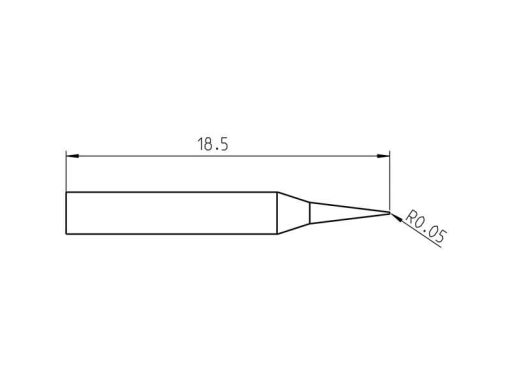 RTP 001 C Weller (T0050103199) - Punta saldante conica Ø0.1mm - Dimensioni