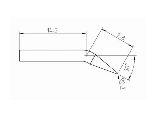 RTP 002 C X Weller (T0050103699) - Punta saldante conica angolata Ø0.2mm - Dimensioni