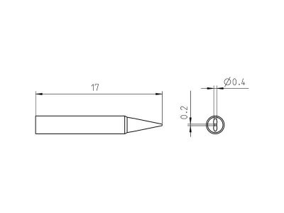Weller RTP 004 S (T0050104199) - Punta saldante a cacciavite Ø 0.4 x 0.2 mm - Dimensioni