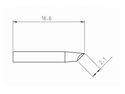 RTP 020 G Weller (T0050104899) - Punta saldante Gullwing Ø2.0mm - Dimensioni