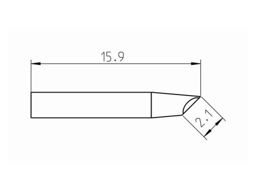 RTP 020 G MS Weller (T0050103099) - Punta saldante Gullwings Ø2.0mm - Dimensioni
