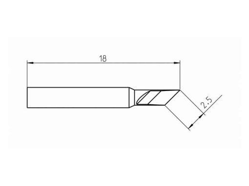 RTP 025 K Weller (T0050104799) - Punta saldante a coltello Ø2.5mm - Dimensioni